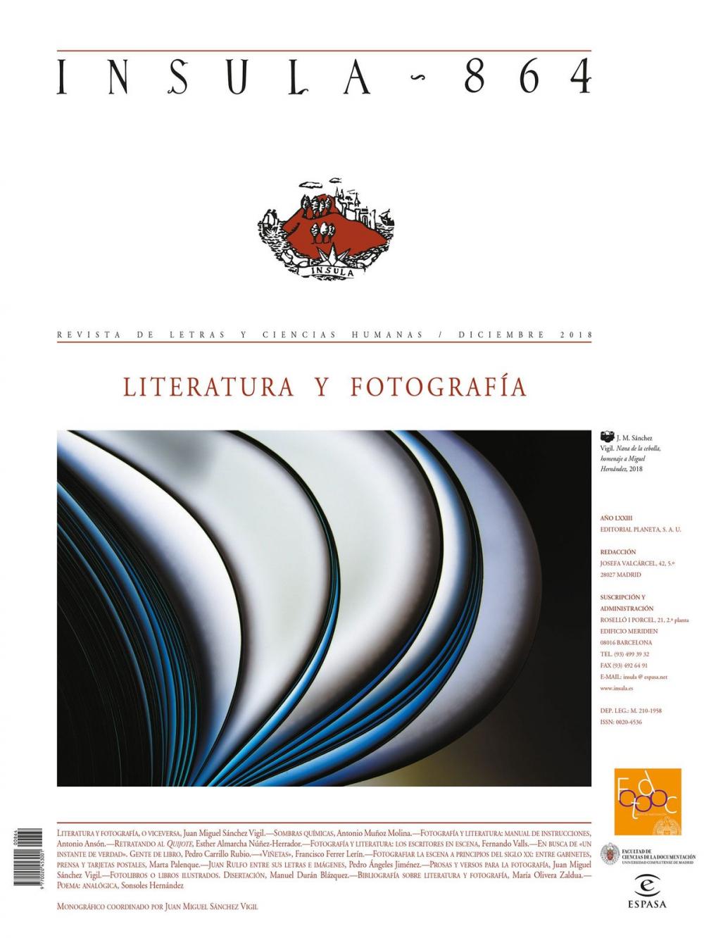 Big bigCover of Literatura y fotografía (Ínsula n° 864, diciembre de 2018)