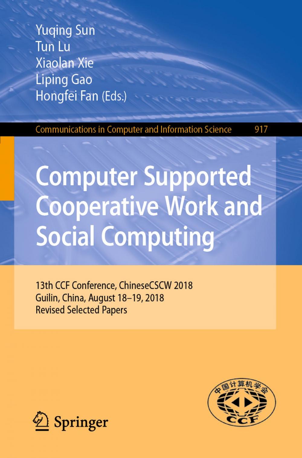 Big bigCover of Computer Supported Cooperative Work and Social Computing