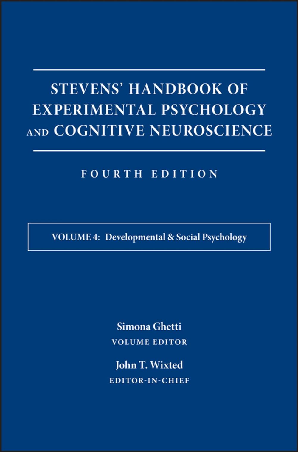 Big bigCover of Stevens' Handbook of Experimental Psychology and Cognitive Neuroscience, Developmental and Social Psychology