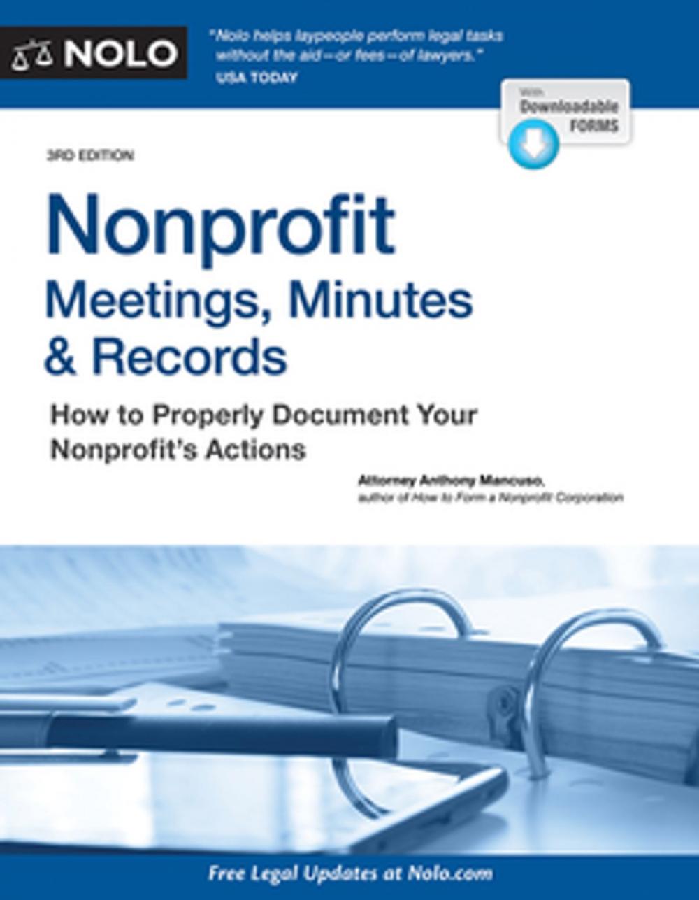 Big bigCover of Nonprofit Meetings, Minutes & Records