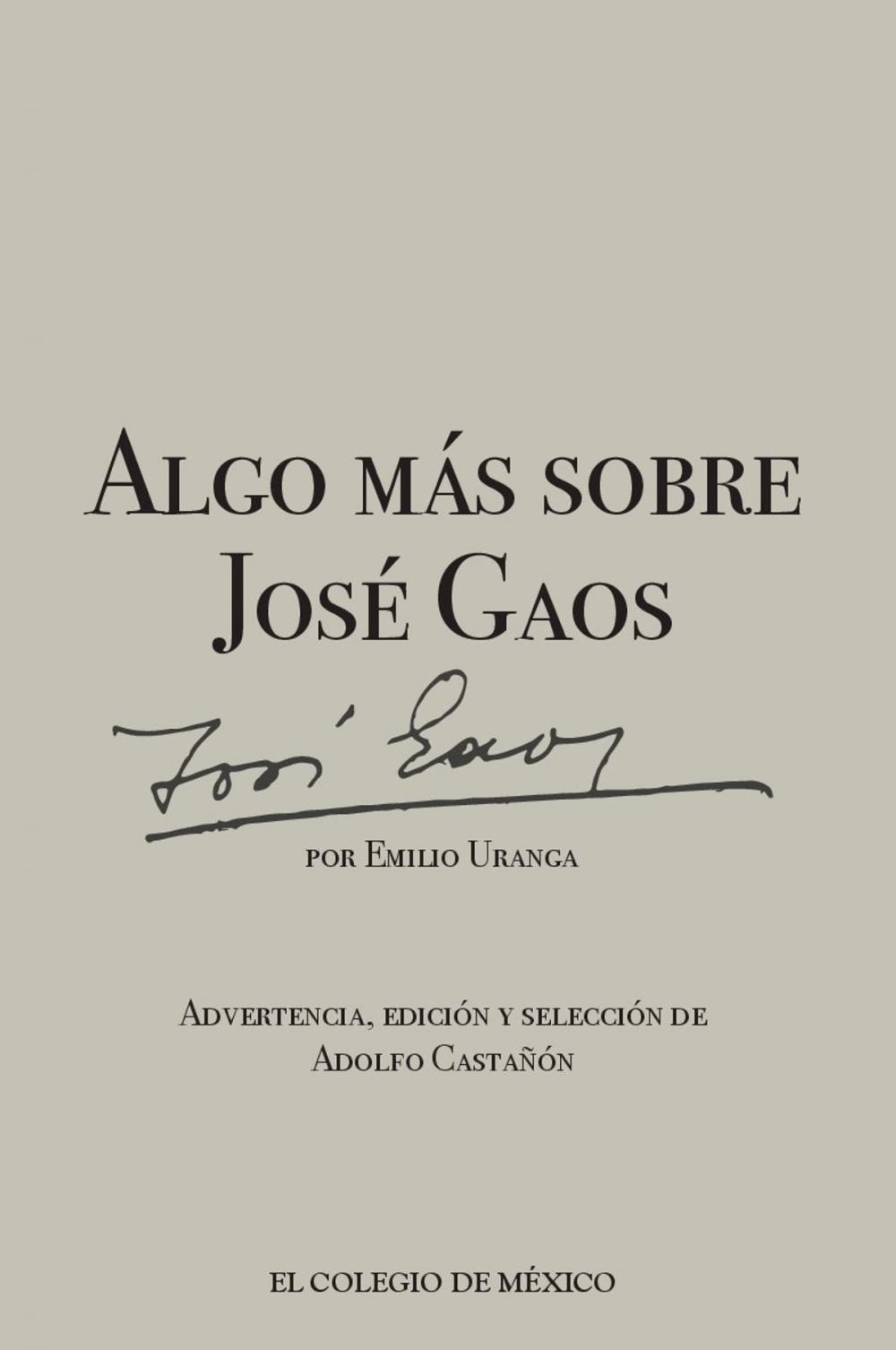 Big bigCover of Algo más sobre José Gaos