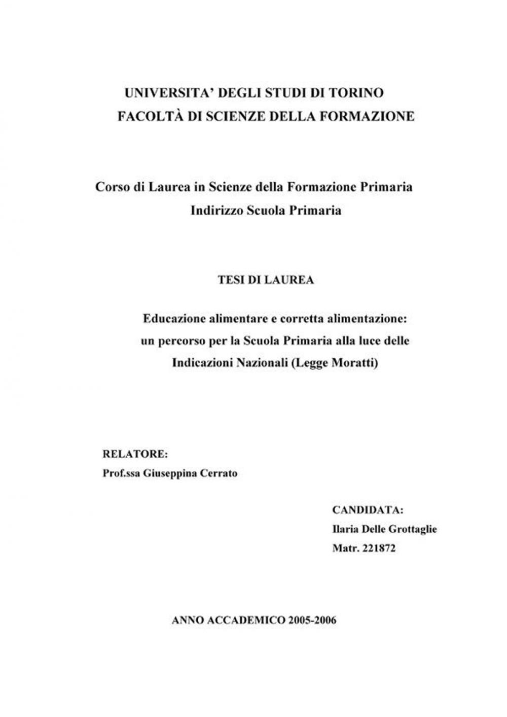 Big bigCover of Educazione alimentare e corretta alimentazione: un percorso per la Scuola Primaria alla luce delle Indicazioni Nazionali (Legge Moratti)