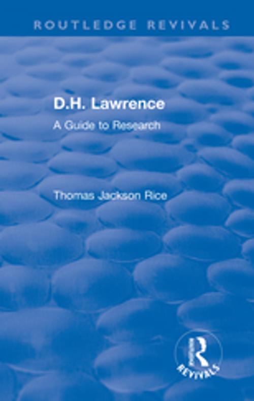 Cover of the book D.H. Lawrence by Thomas Jackson Rice, Taylor and Francis