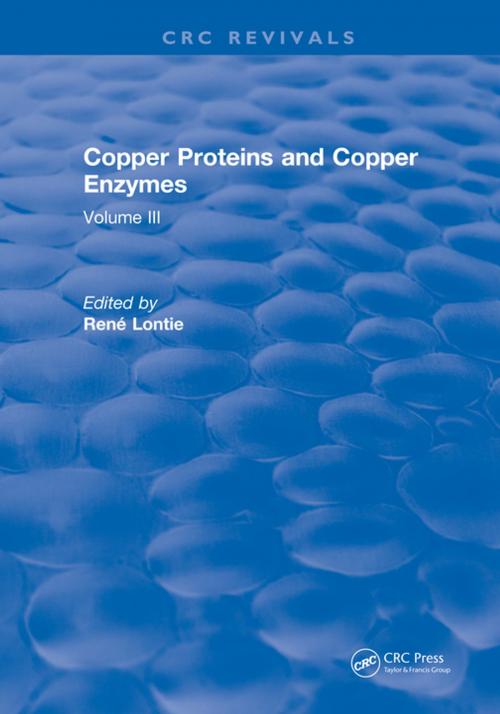 Cover of the book Copper Proteins and Copper Enzymes by Rene Lontie, CRC Press