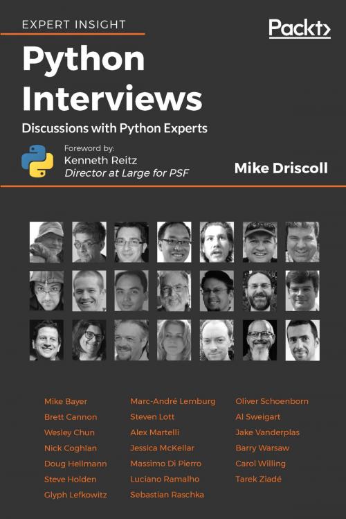 Cover of the book Python Interviews by Michael Driscoll, Packt Publishing