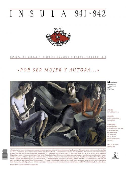 Cover of the book "Por ser mujer y autora..." (Ínsula n° 841-842, enero-febrero de 2017) by AA. VV., Grupo Planeta