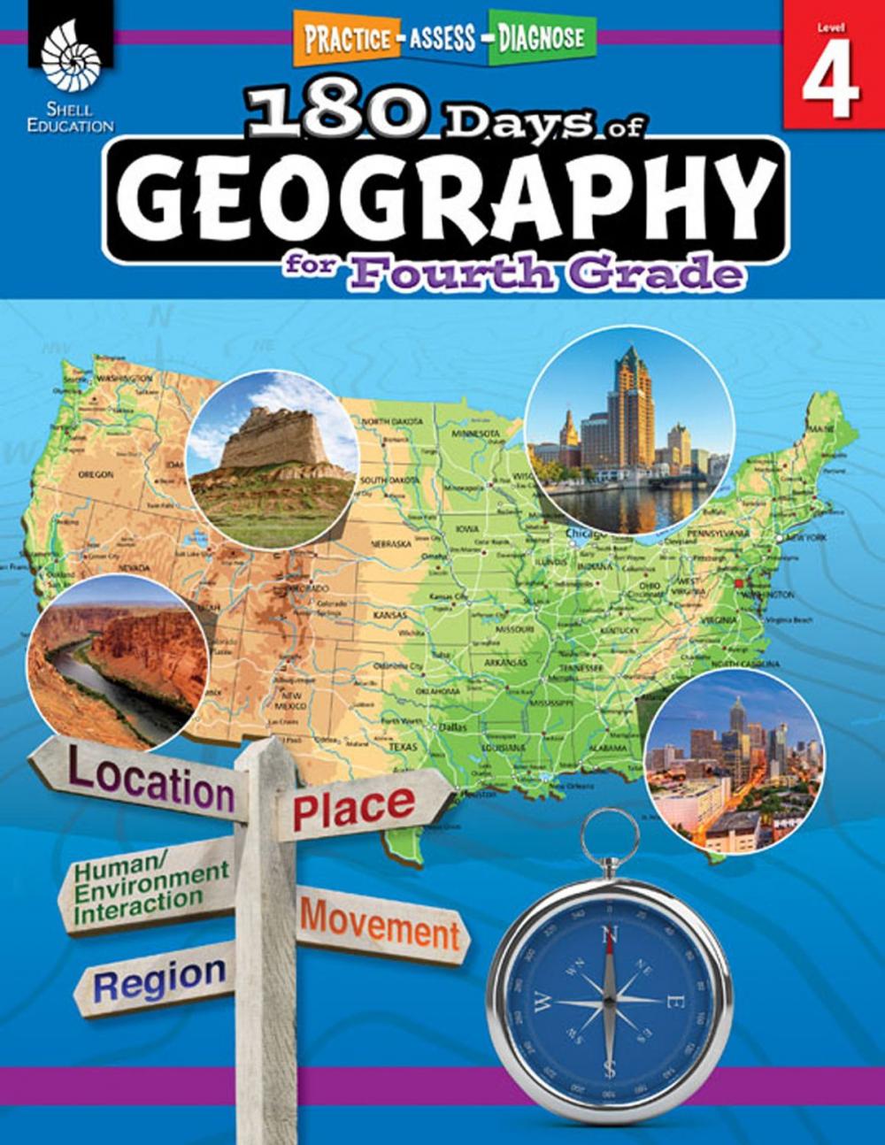 Big bigCover of 180 Days of Geography for Fourth Grade: Practice, Assess, Diagnose