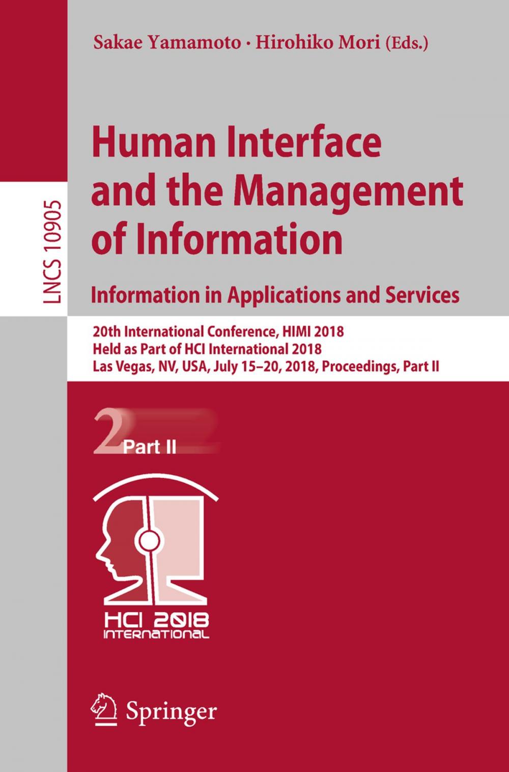 Big bigCover of Human Interface and the Management of Information. Information in Applications and Services