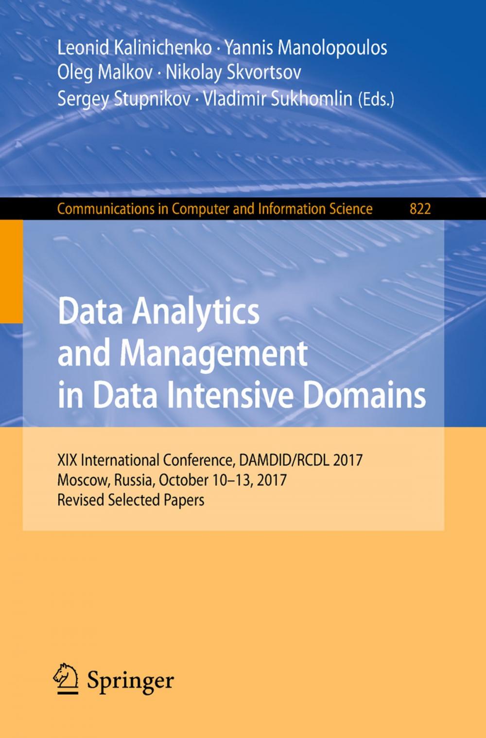 Big bigCover of Data Analytics and Management in Data Intensive Domains