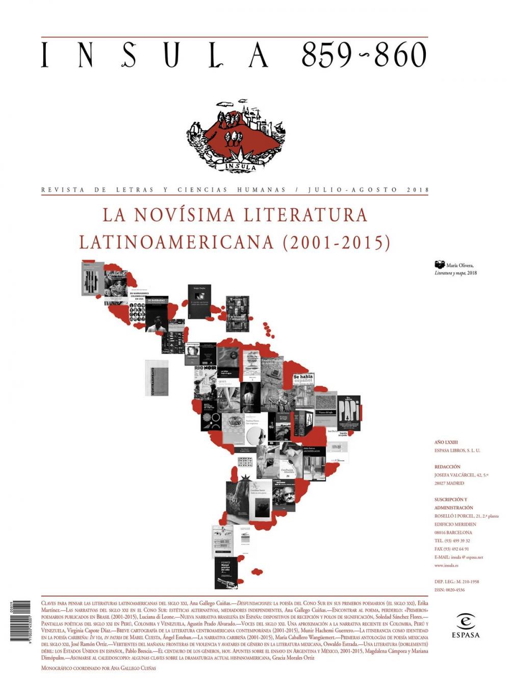 Big bigCover of La novísima literatura latinoamericana (2001-2015) (Ínsula n° 859-860 julio-ago)