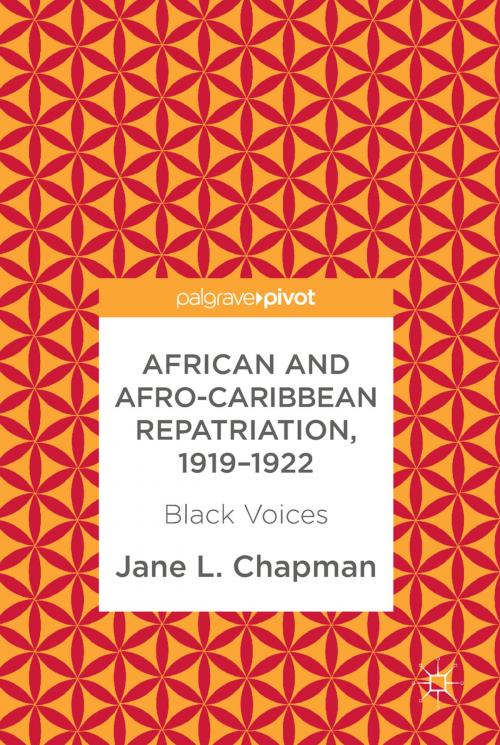 Cover of the book African and Afro-Caribbean Repatriation, 1919–1922 by Jane L. Chapman, Springer International Publishing