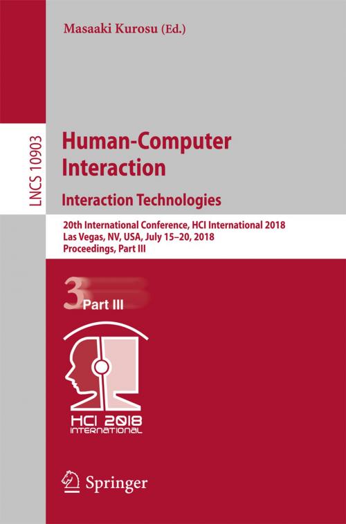 Cover of the book Human-Computer Interaction. Interaction Technologies by , Springer International Publishing