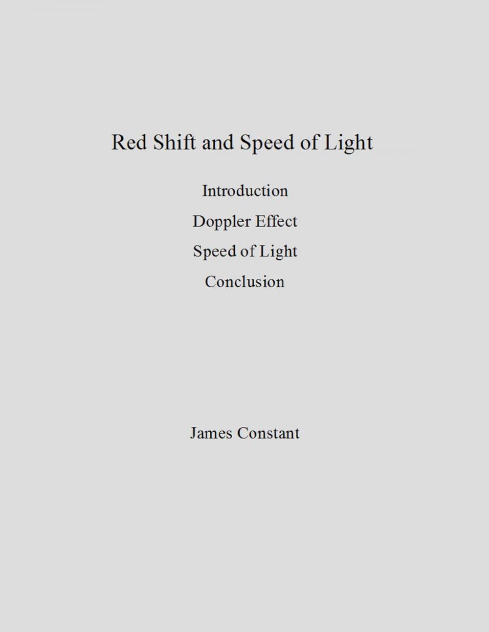 Big bigCover of Redshift and Speed of Light