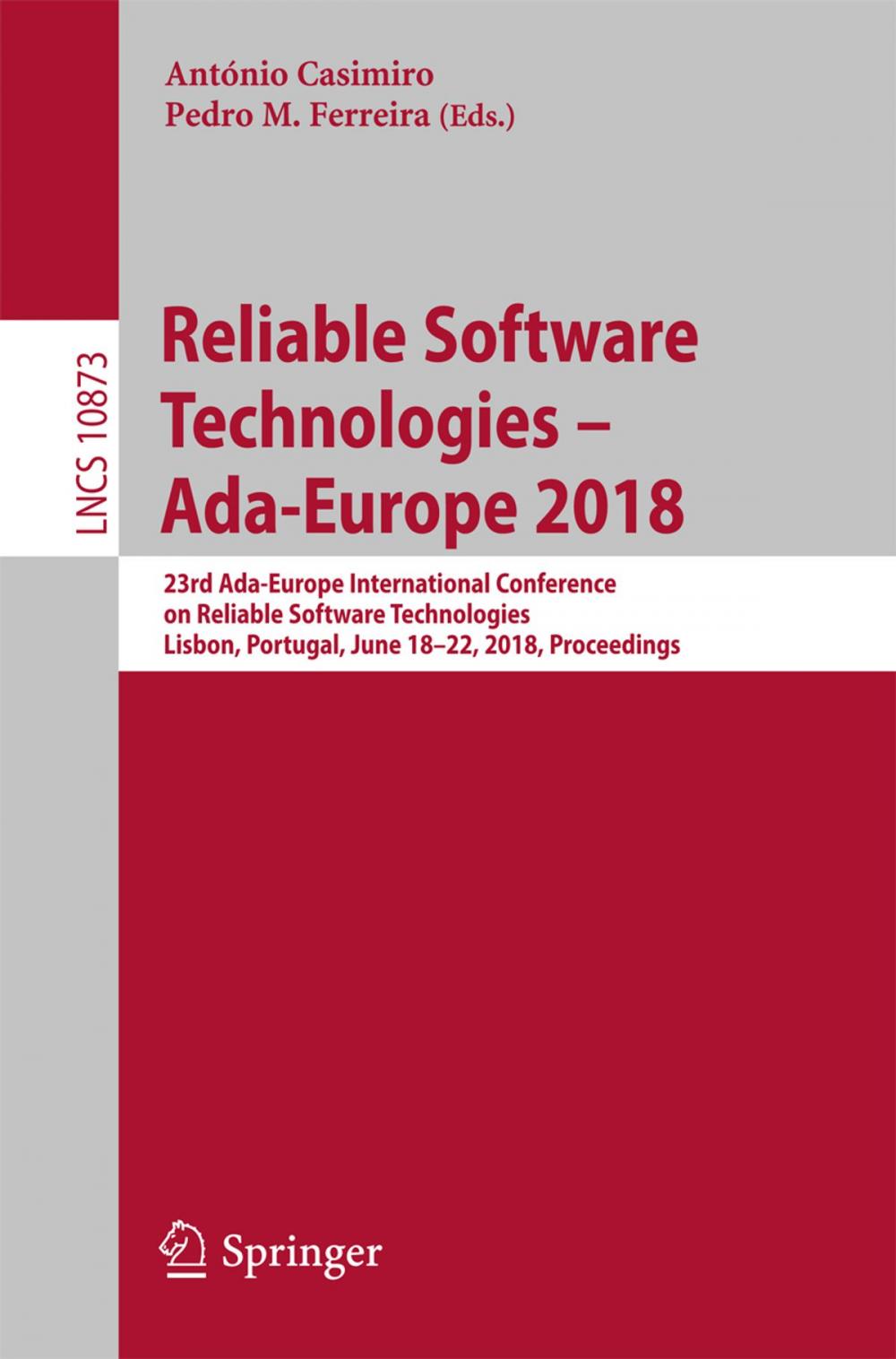 Big bigCover of Reliable Software Technologies – Ada-Europe 2018