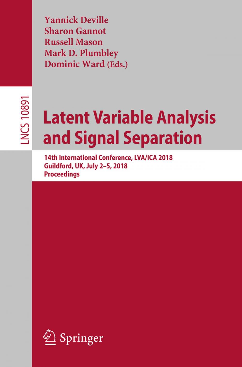 Big bigCover of Latent Variable Analysis and Signal Separation