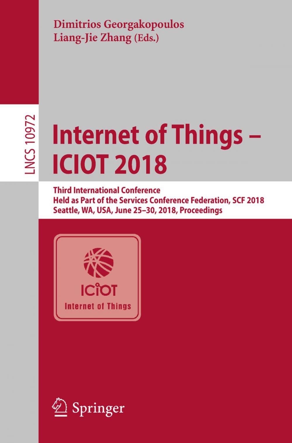 Big bigCover of Internet of Things – ICIOT 2018