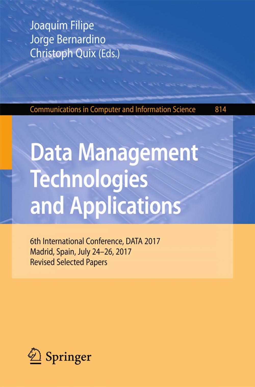 Big bigCover of Data Management Technologies and Applications