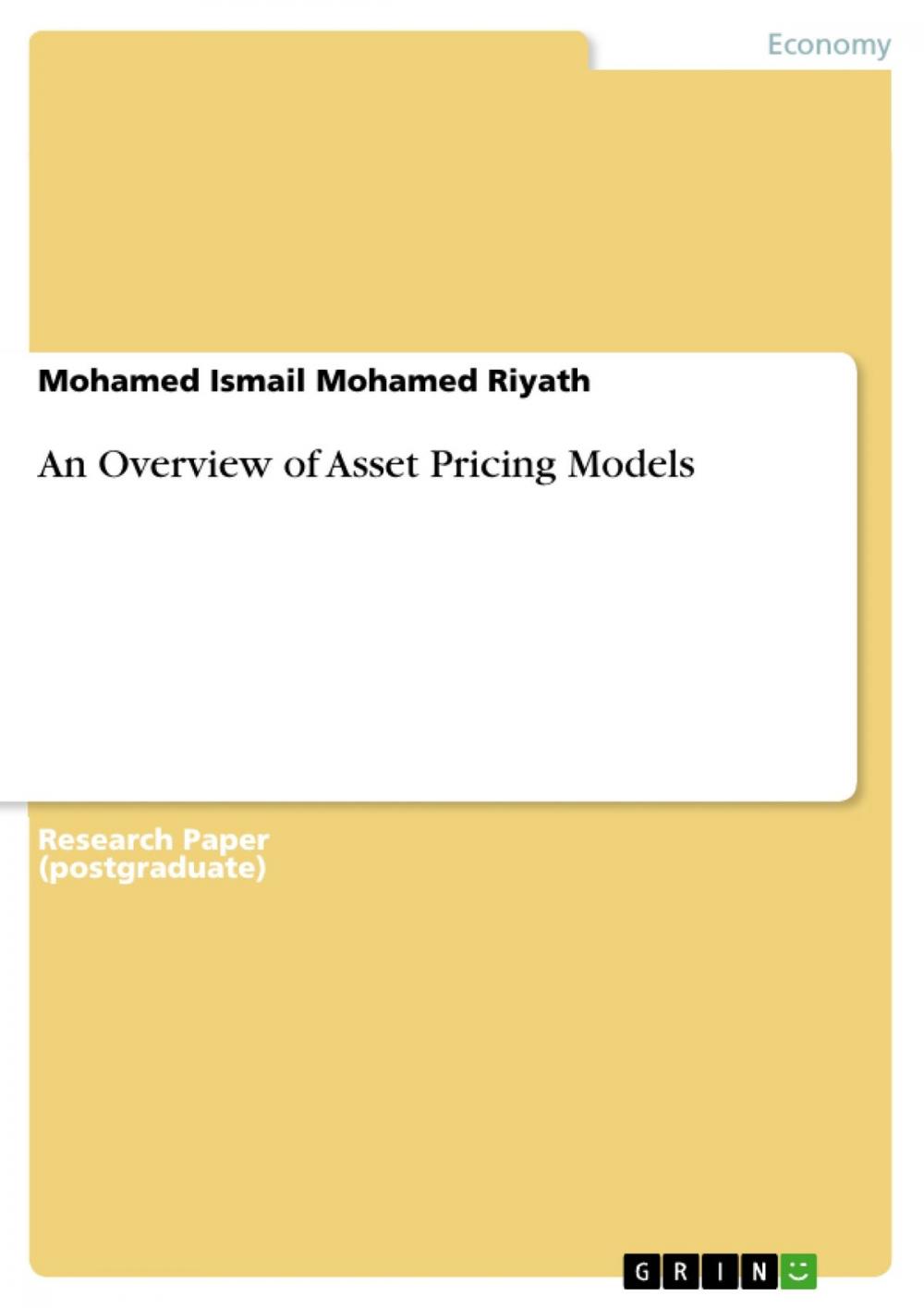Big bigCover of An Overview of Asset Pricing Models