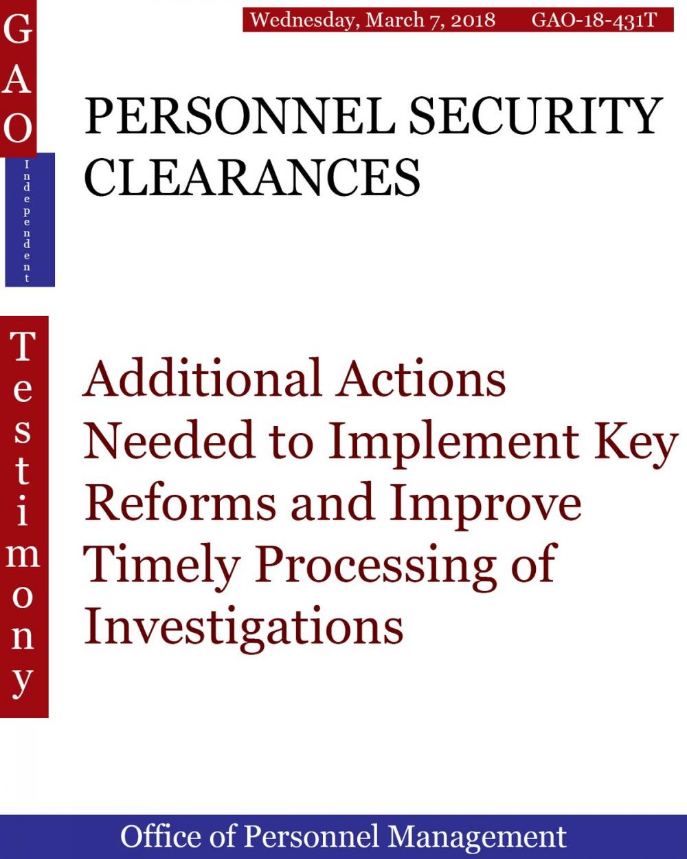 Big bigCover of PERSONNEL SECURITY CLEARANCES