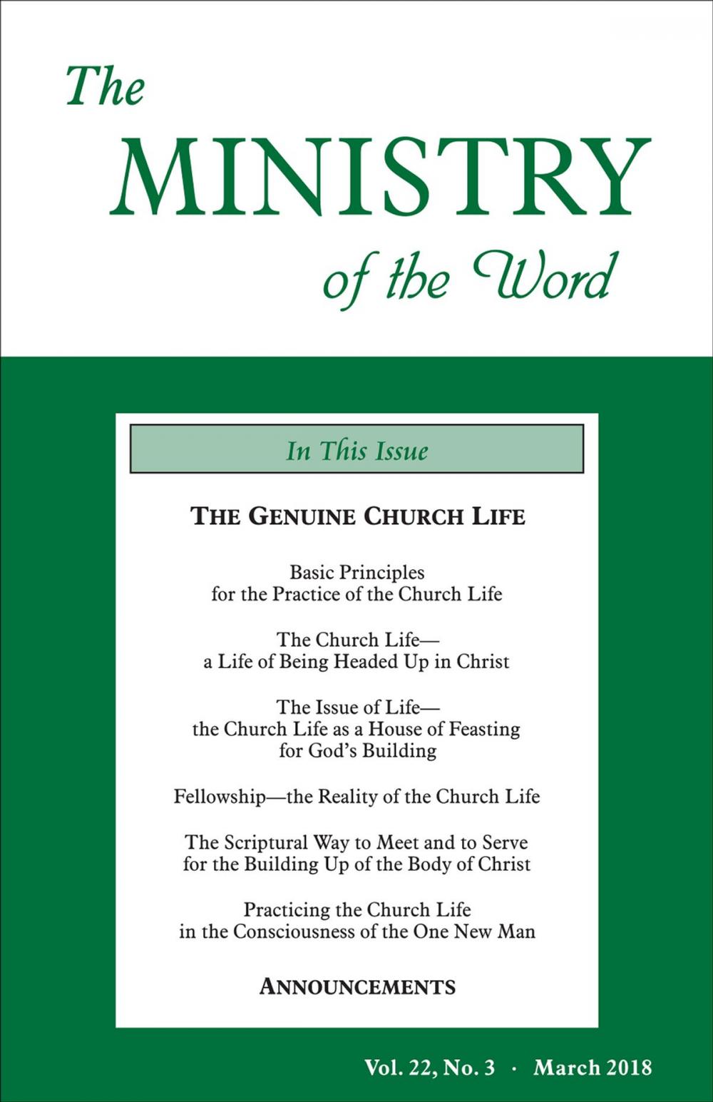 Big bigCover of The Ministry of the Word, Vol. 22, No. 3