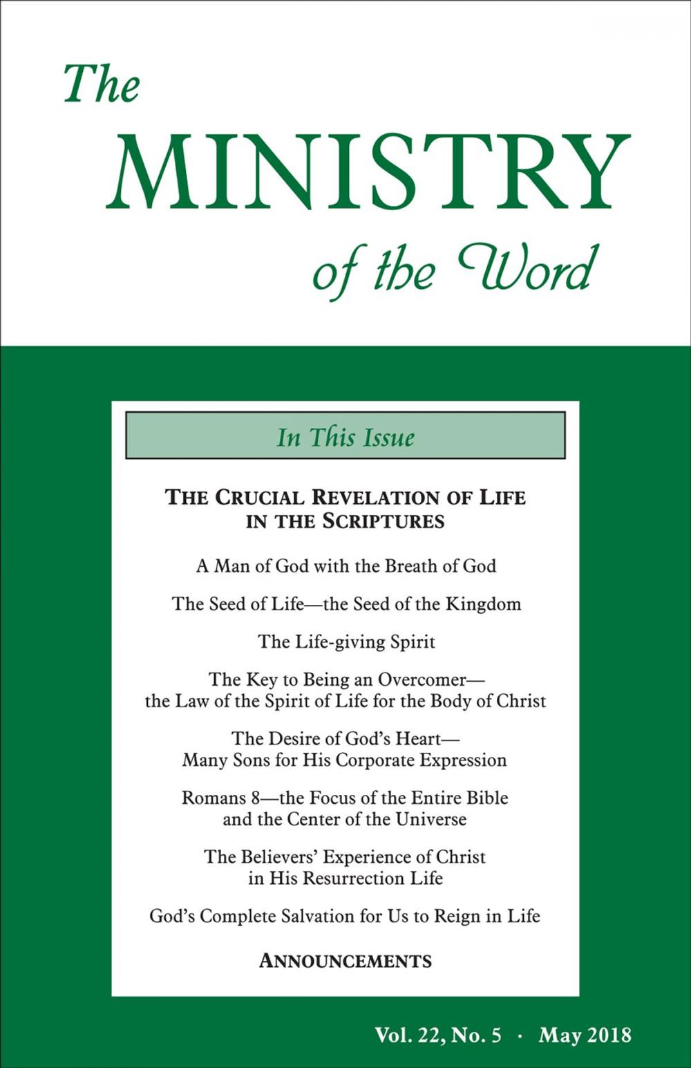 Big bigCover of The Ministry of the Word, Vol. 22, No. 5