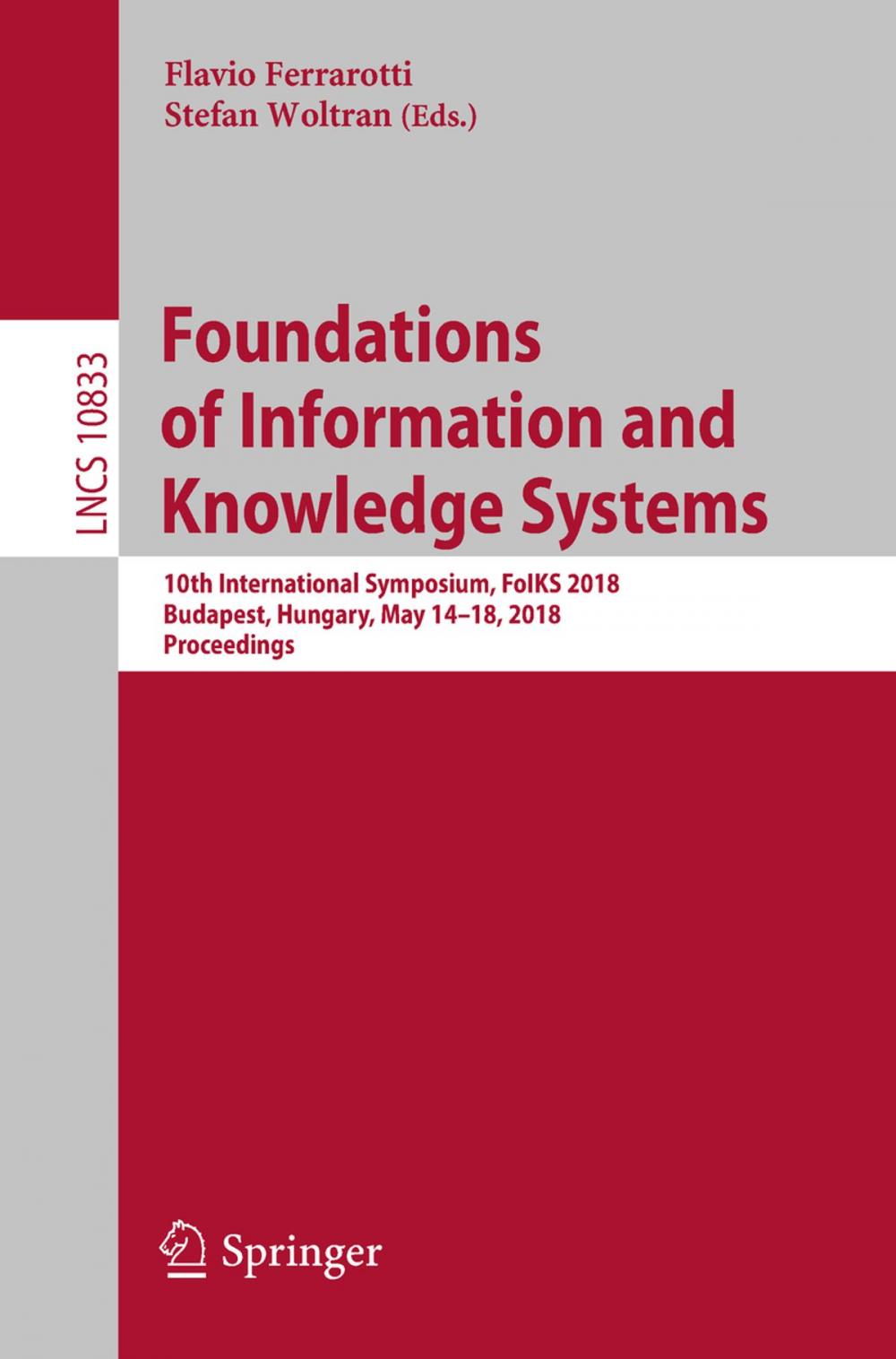 Big bigCover of Foundations of Information and Knowledge Systems