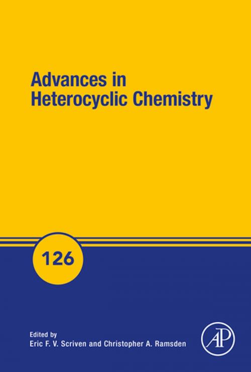 Cover of the book Advances in Heterocyclic Chemistry by Eric Scriven, Christopher A. Ramsden, Elsevier Science