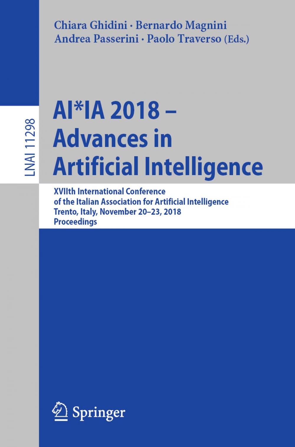 Big bigCover of AI*IA 2018 – Advances in Artificial Intelligence