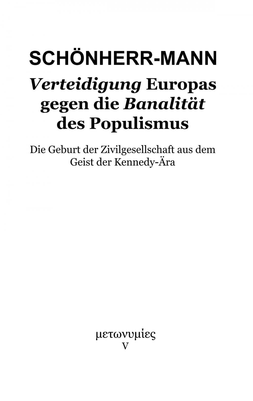 Big bigCover of Verteidigung Europas gegen die Banalität des Populismus