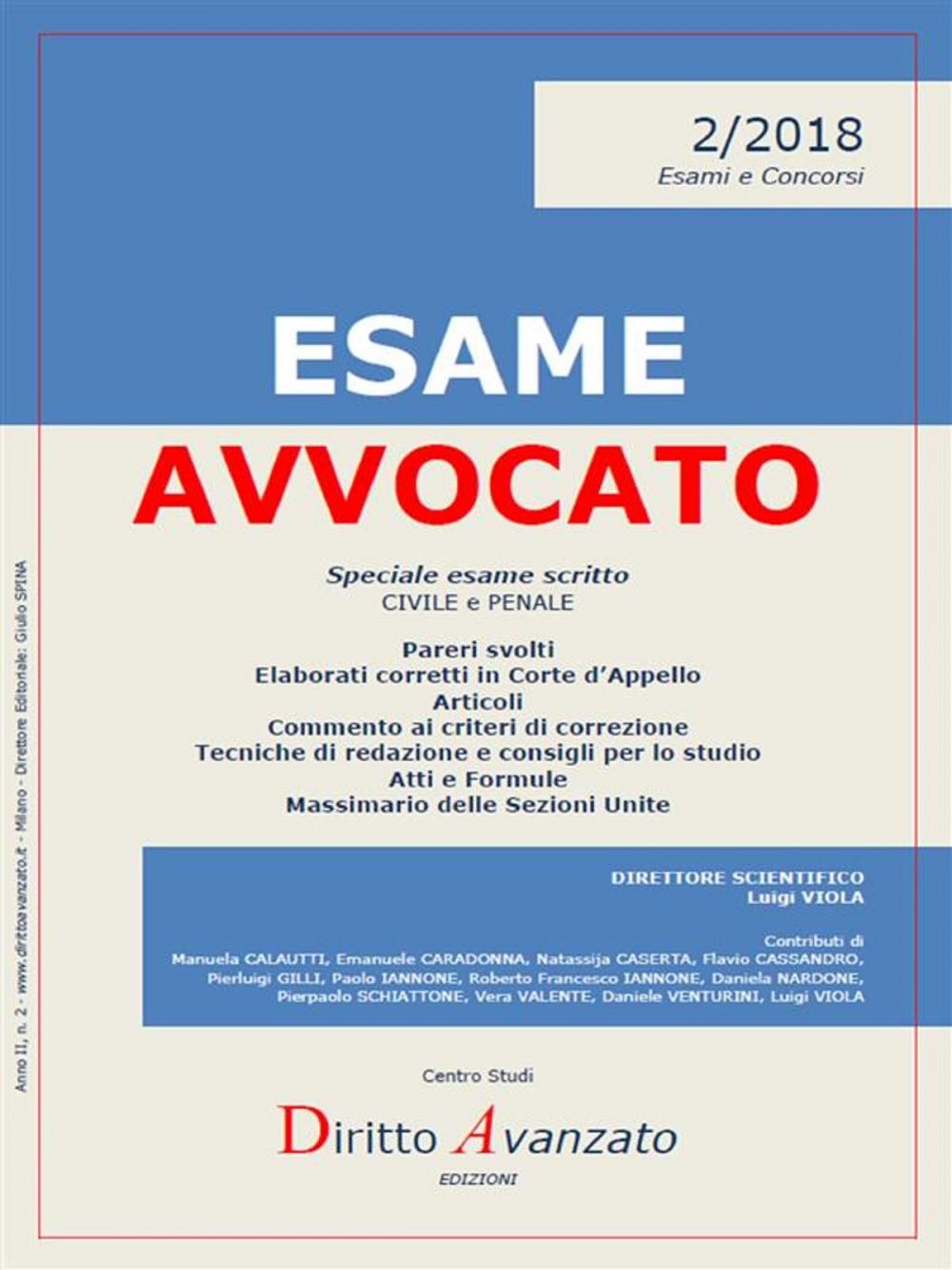 Big bigCover of ESAME AVVOCATO 2/2018. Speciale esame scritto