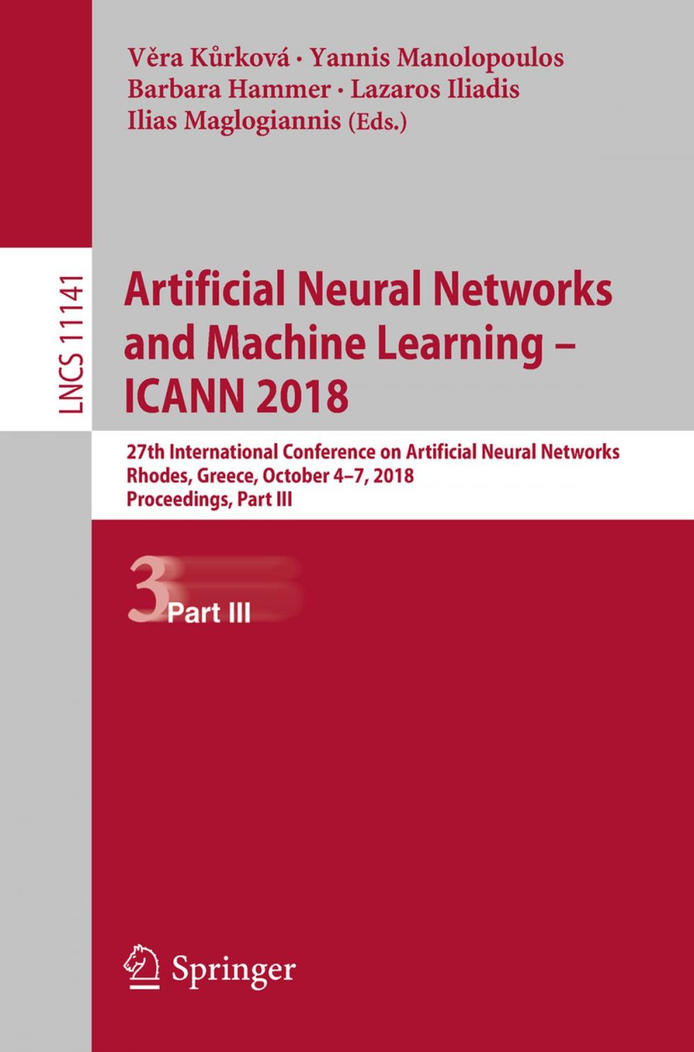 Big bigCover of Artificial Neural Networks and Machine Learning – ICANN 2018