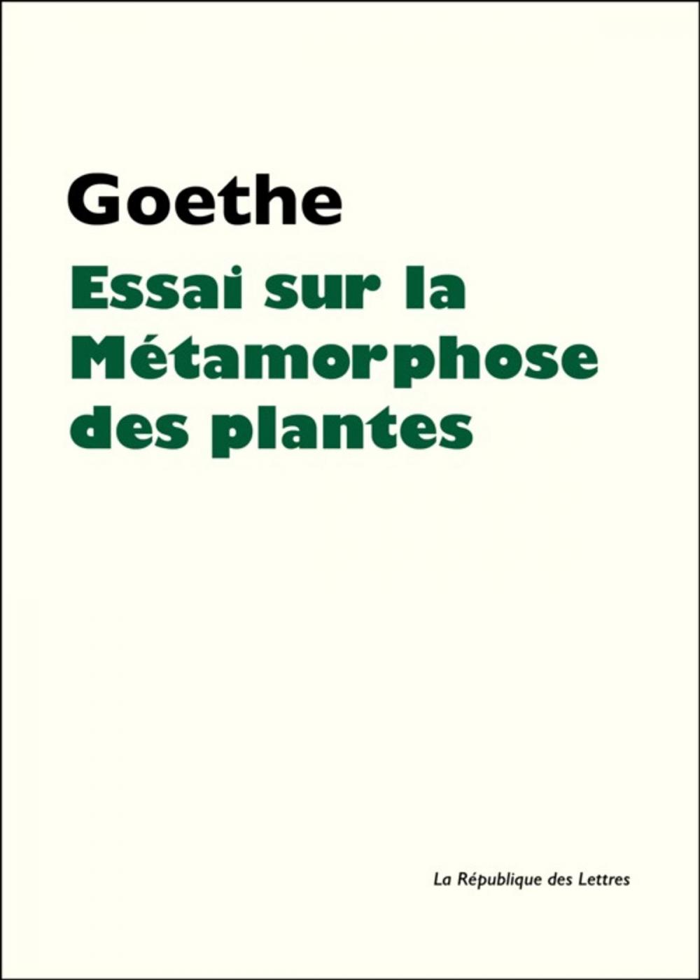 Big bigCover of Essai sur la Métamorphose des plantes