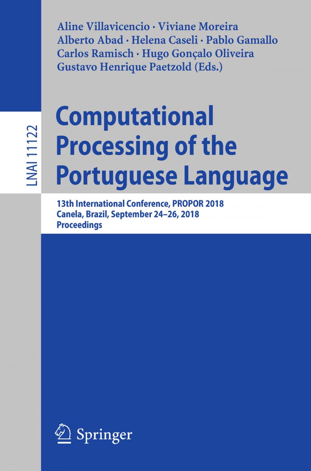 Big bigCover of Computational Processing of the Portuguese Language