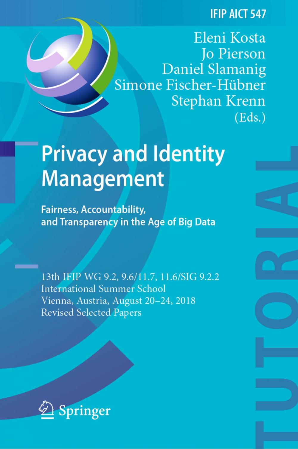 Big bigCover of Privacy and Identity Management. Fairness, Accountability, and Transparency in the Age of Big Data