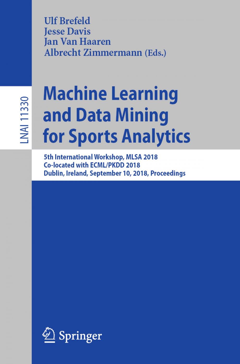 Big bigCover of Machine Learning and Data Mining for Sports Analytics