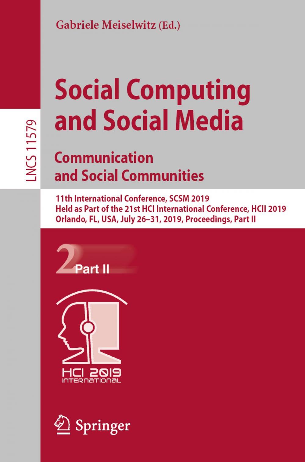 Big bigCover of Social Computing and Social Media. Communication and Social Communities