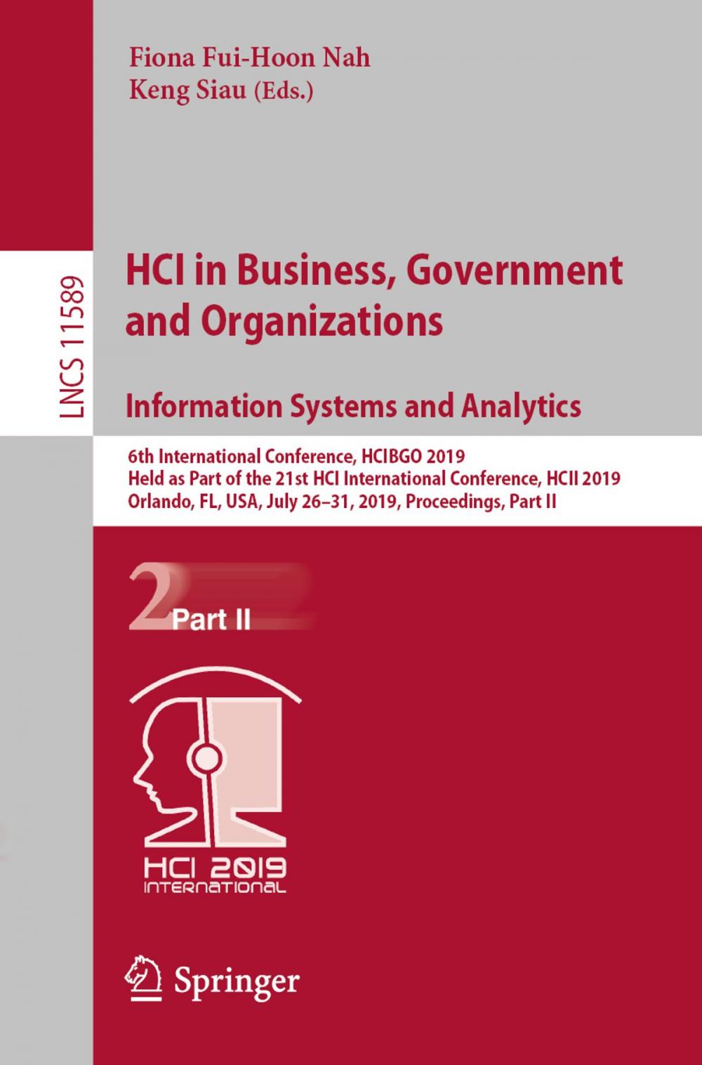 Big bigCover of HCI in Business, Government and Organizations. Information Systems and Analytics