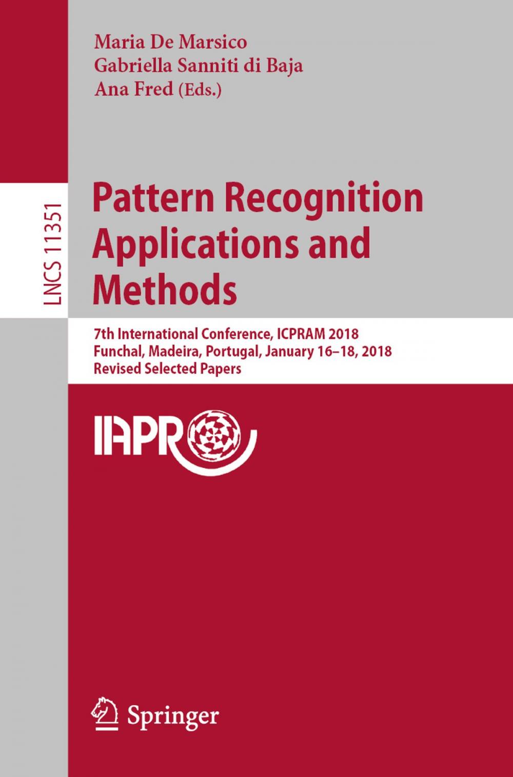 Big bigCover of Pattern Recognition Applications and Methods