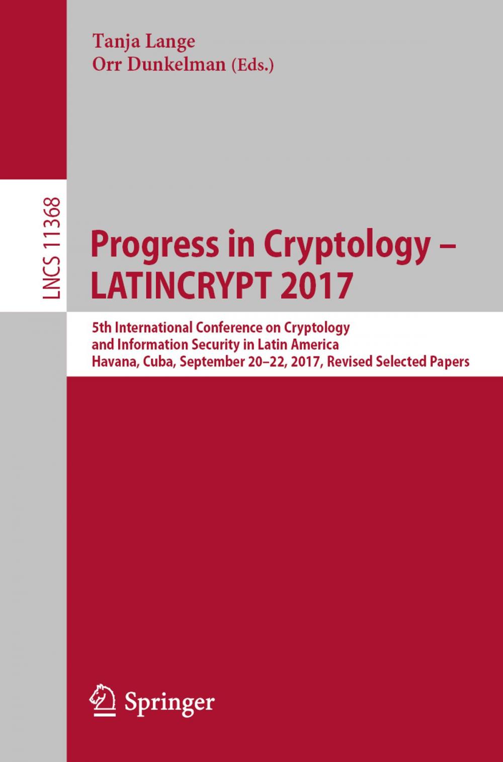 Big bigCover of Progress in Cryptology – LATINCRYPT 2017