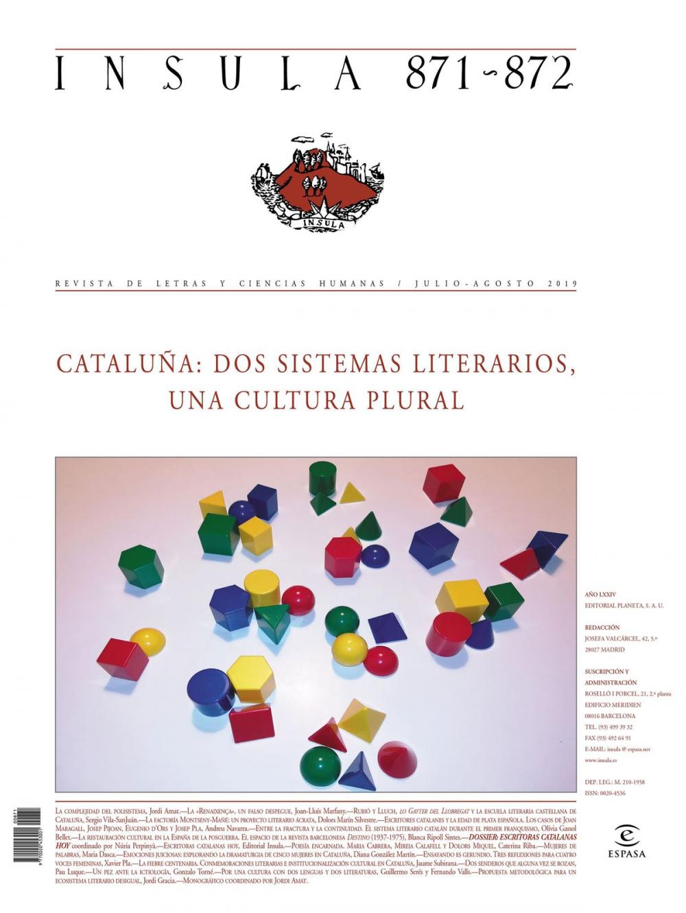 Big bigCover of Cataluña: dos sistemas literarios, una cultura plural (Ínsula n° 871-872)