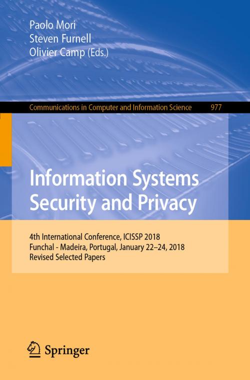 Cover of the book Information Systems Security and Privacy by , Springer International Publishing