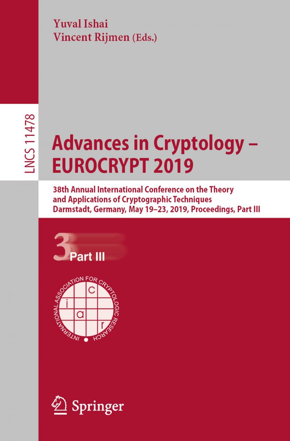 Big bigCover of Advances in Cryptology – EUROCRYPT 2019