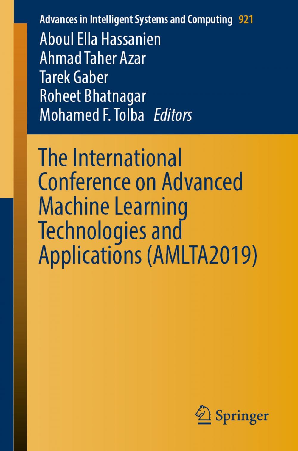 Big bigCover of The International Conference on Advanced Machine Learning Technologies and Applications (AMLTA2019)