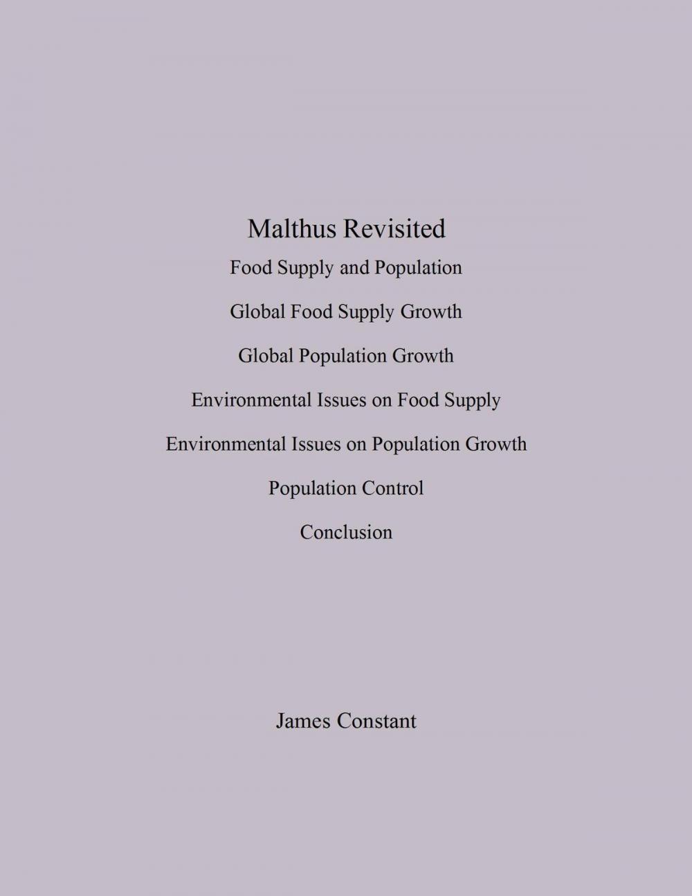 Big bigCover of Malthus Revisited