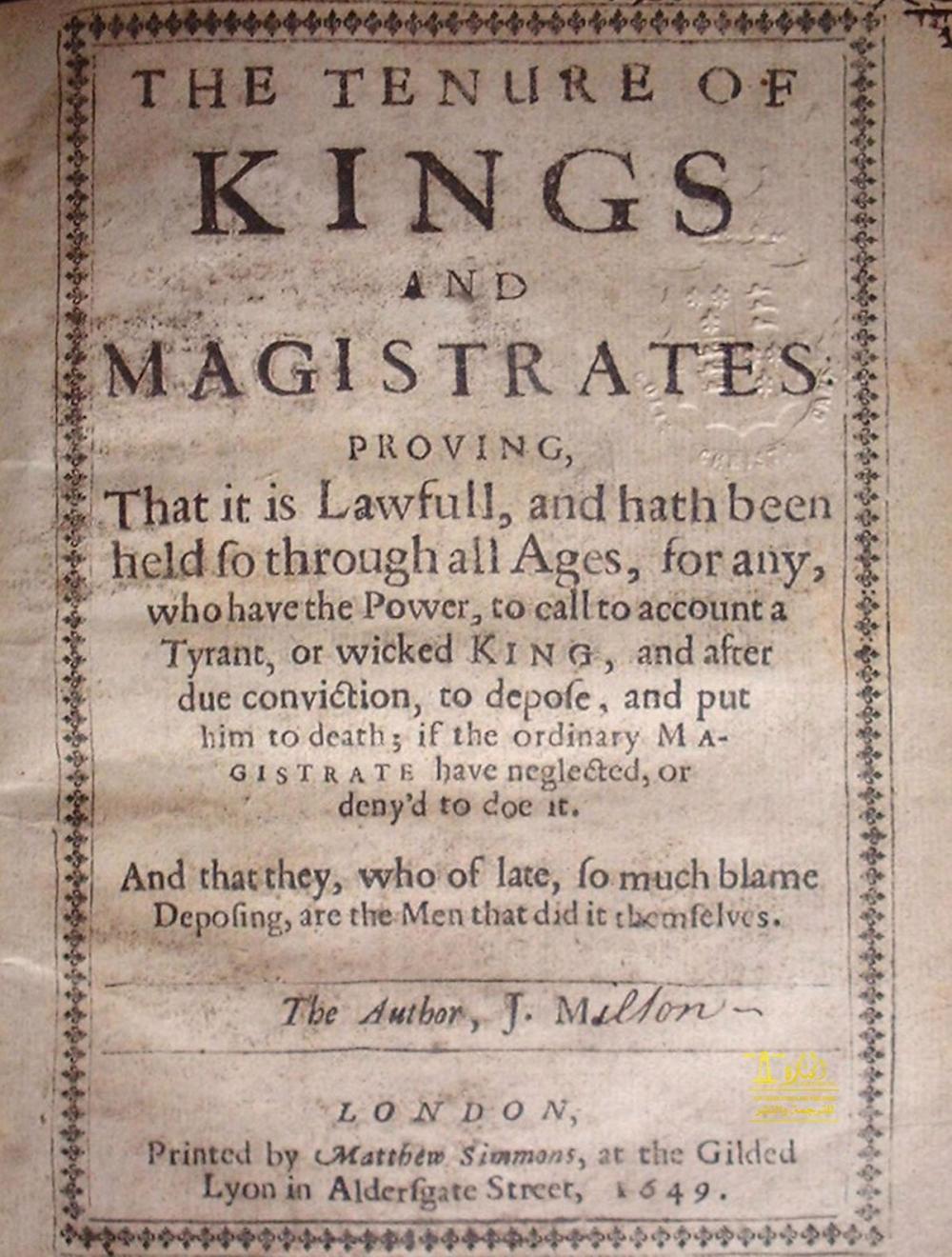 Big bigCover of The Tenure of Kings and Magistrates