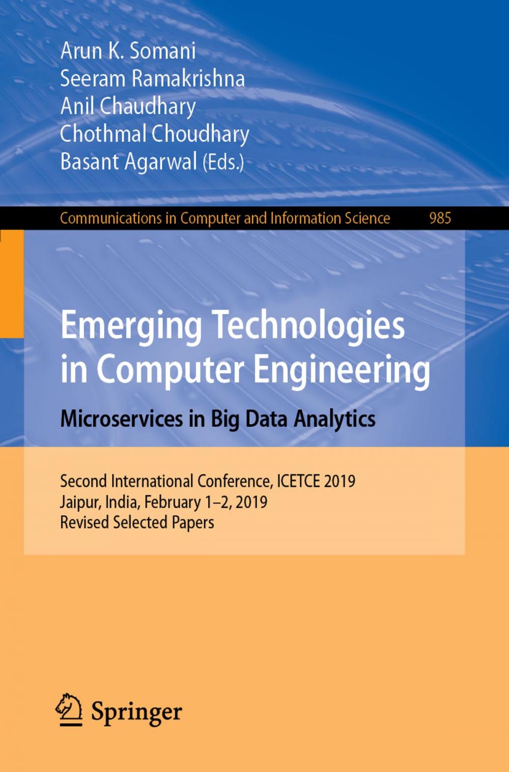 Big bigCover of Emerging Technologies in Computer Engineering: Microservices in Big Data Analytics